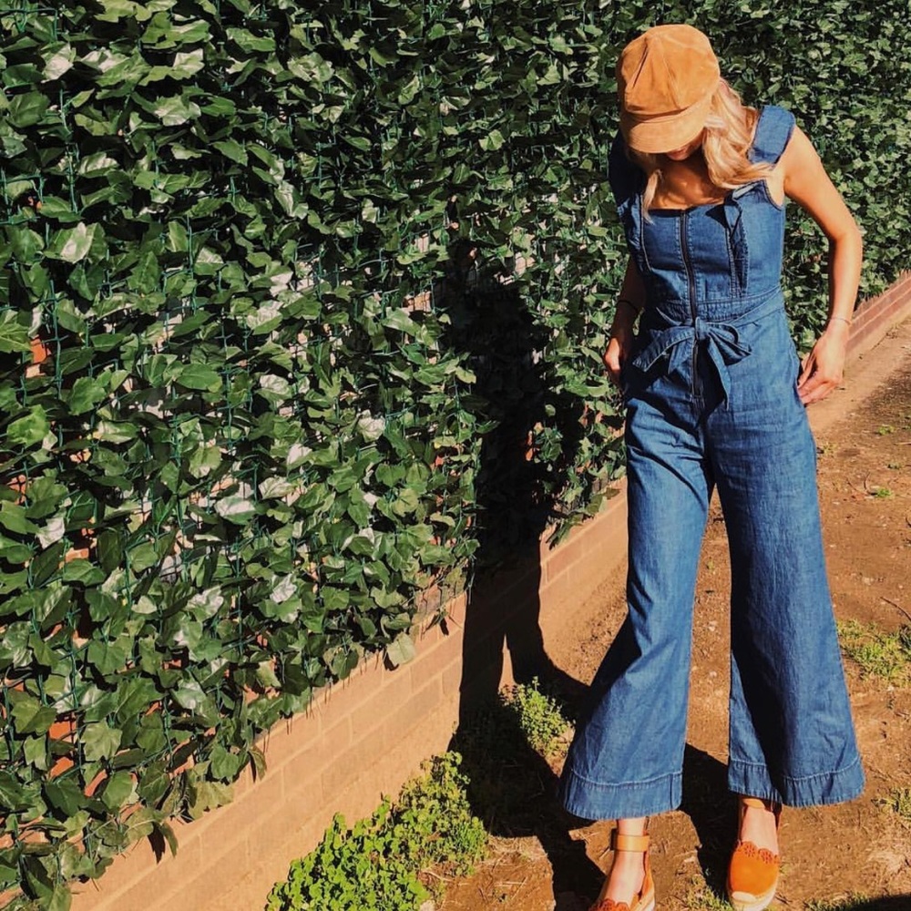 free people sun valley denim jumpsuit